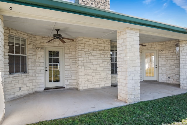 view of patio / terrace featuring ceiling fan