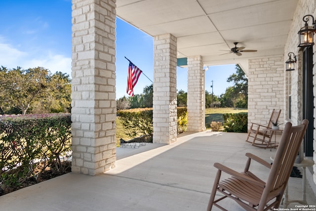 view of patio / terrace with ceiling fan