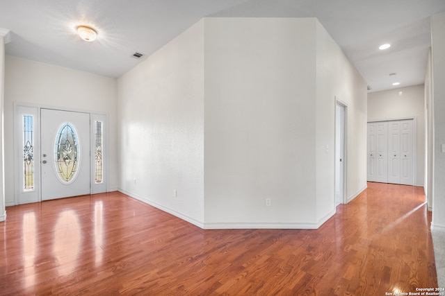 entrance foyer with light hardwood / wood-style floors