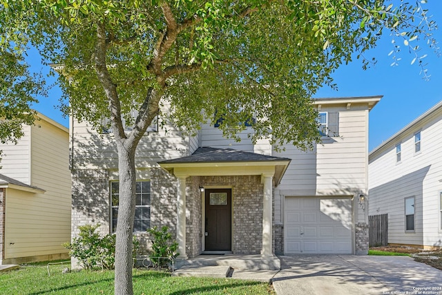 view of front of house with a garage