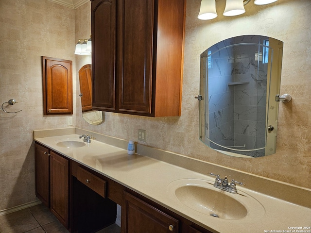 bathroom featuring vanity and tile patterned floors