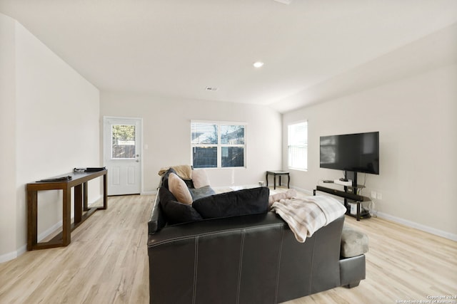 living room with light wood-type flooring