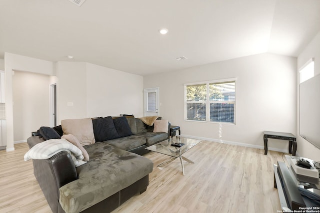 living room with light hardwood / wood-style floors