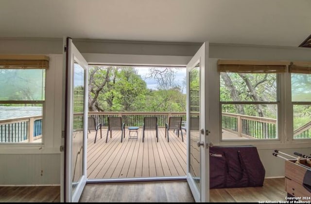 doorway featuring hardwood / wood-style flooring