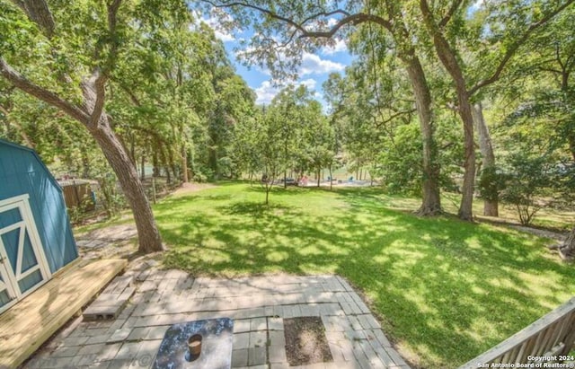 view of yard featuring a deck