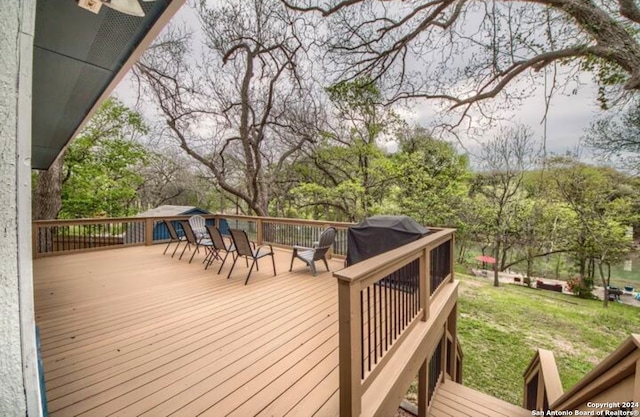 deck featuring grilling area