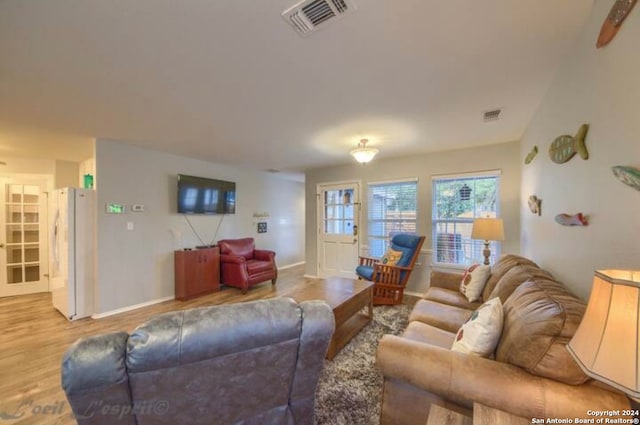 living room with hardwood / wood-style flooring