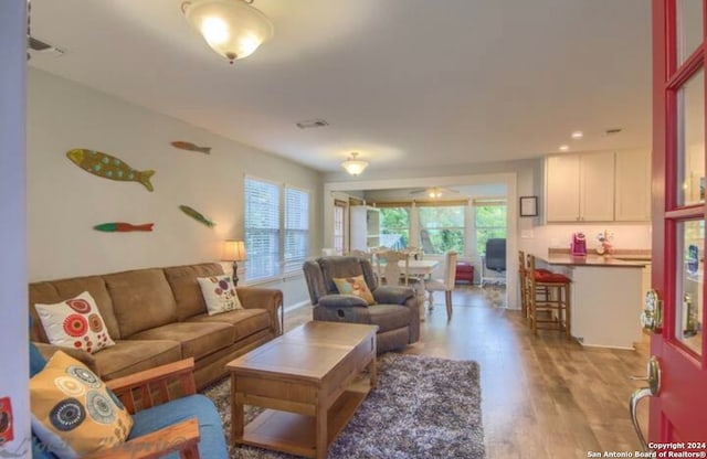 living room featuring light hardwood / wood-style flooring