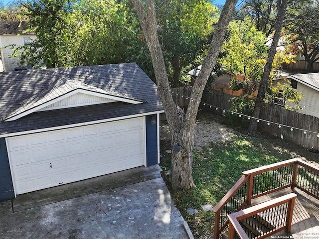 view of garage