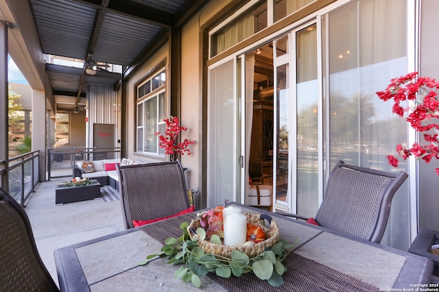 exterior space with an outdoor living space