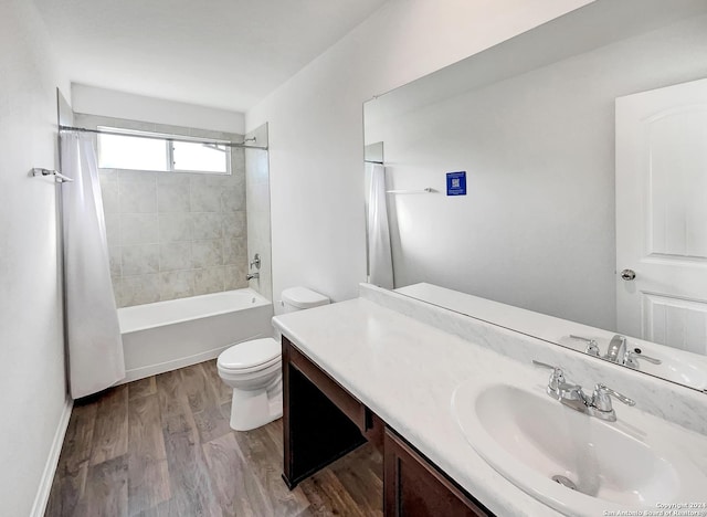 7502 Hercules Pt, San Antonio, TX 78252 - full bathroom with toilet, vanity, wood finished floors, and shower / bath combo