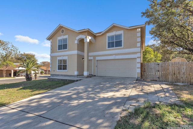 view of property with a garage