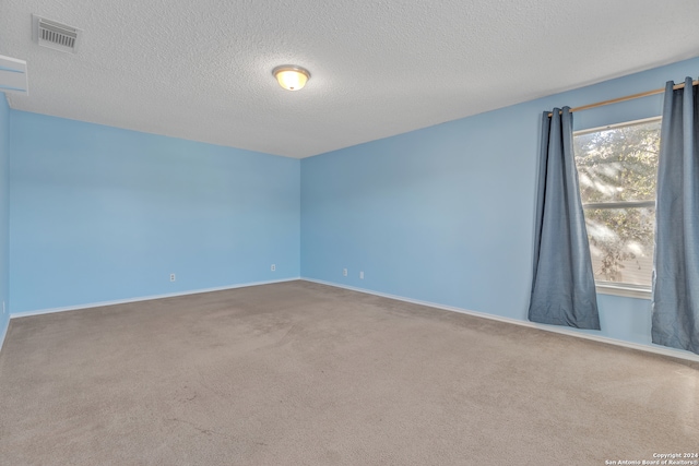 empty room with carpet flooring and a textured ceiling