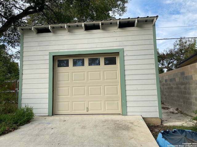 view of garage