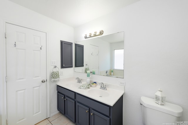 bathroom featuring tile patterned flooring, vanity, and toilet