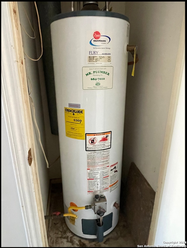 utilities featuring gas water heater