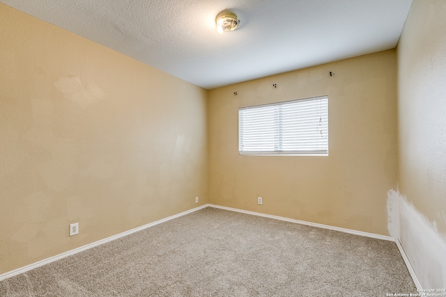 spare room featuring carpet flooring and a textured ceiling