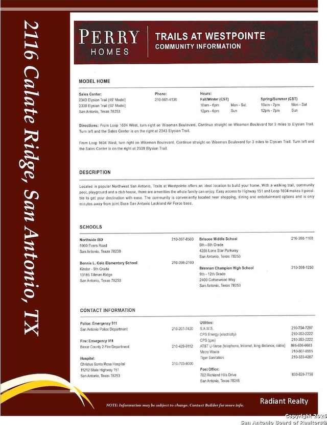 2116 Calate Rdg, San Antonio, TX 78253 - view of miscellaneous listing collateral