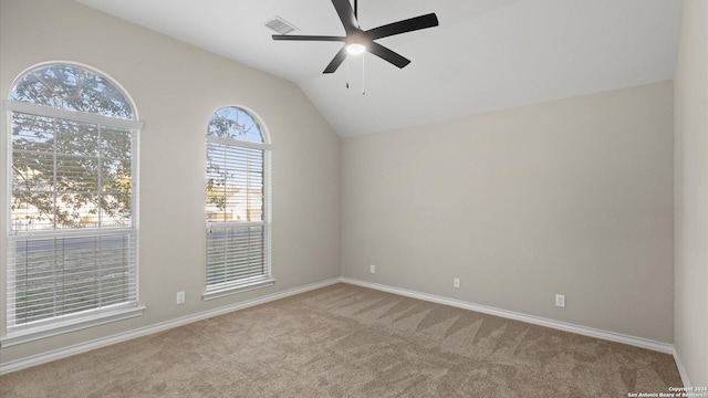 306 Hornpipe Hls, San Antonio, TX 78260 - carpeted spare room featuring ceiling fan, lofted ceiling, and baseboards
