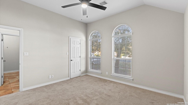 306 Hornpipe Hls, San Antonio, TX 78260 - carpeted spare room with a ceiling fan, lofted ceiling, and baseboards
