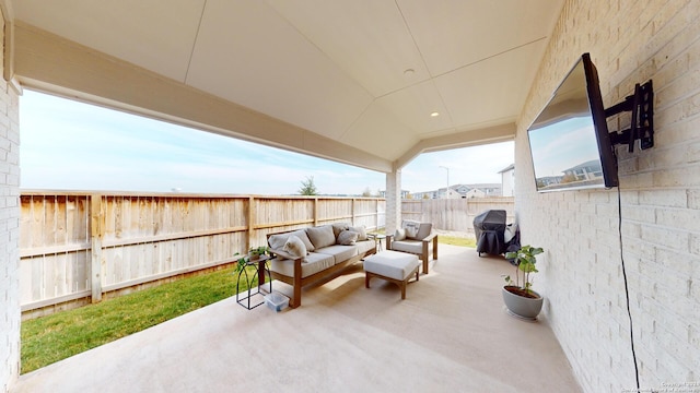 view of patio / terrace with outdoor lounge area and area for grilling