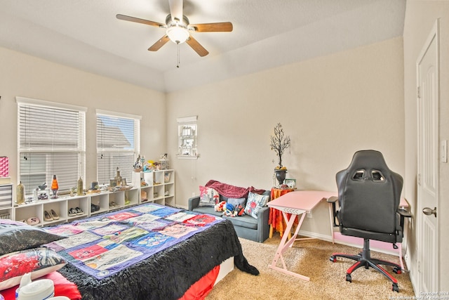 bedroom with carpet and ceiling fan