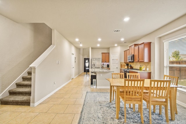 view of tiled dining area