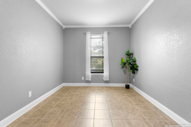 tiled empty room with ornamental molding