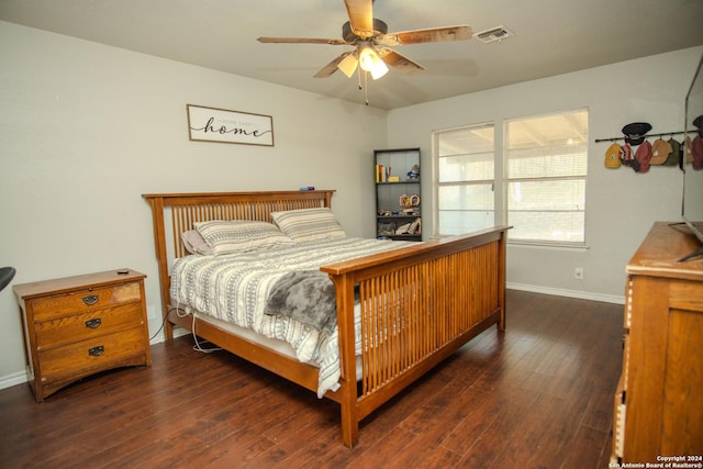 6723 Vineland, San Antonio, TX 78239 - bedroom featuring baseboards, wood finished floors, and ceiling fan