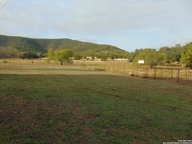 view of yard with a mountain view and a rural view