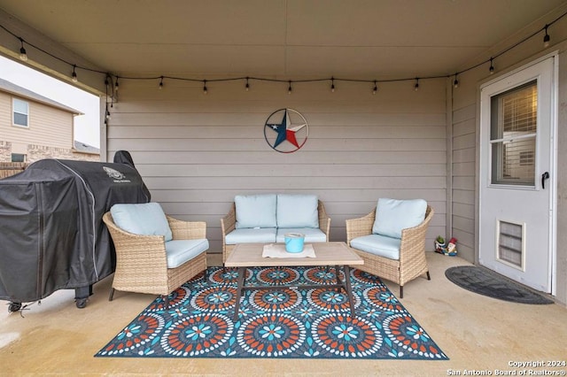 view of patio / terrace with grilling area and an outdoor hangout area