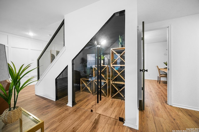 wine room featuring light hardwood / wood-style flooring