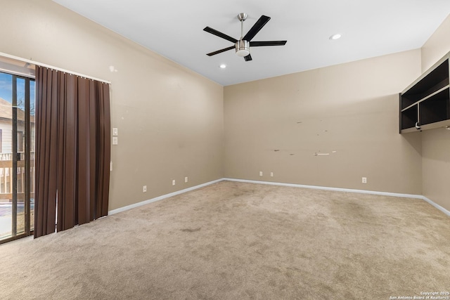 206 Bluff Holw, San Antonio, TX 78216 - empty room featuring carpet, ceiling fan, baseboards, and recessed lighting