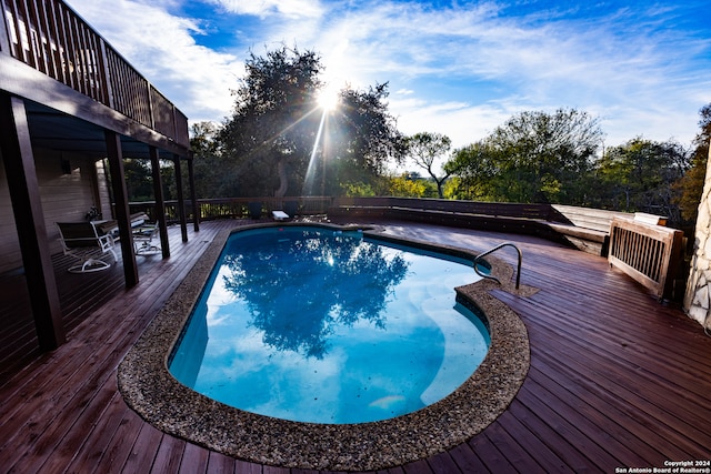 view of pool featuring a deck