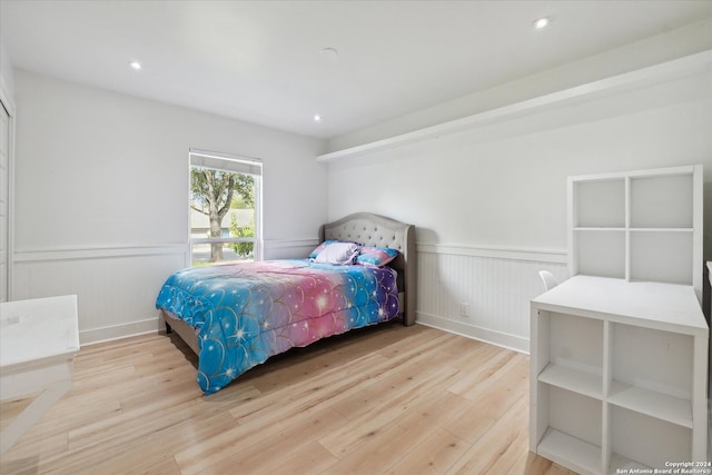 bedroom featuring light hardwood / wood-style flooring