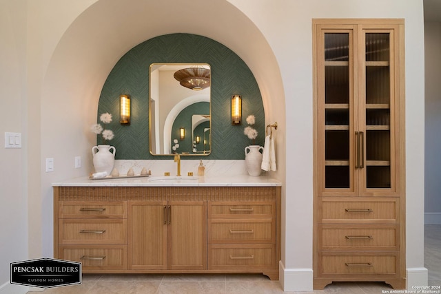 bathroom featuring vanity and tile patterned floors