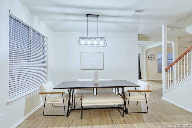 dining room with light wood-type flooring