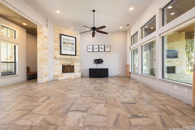 view of patio featuring ceiling fan