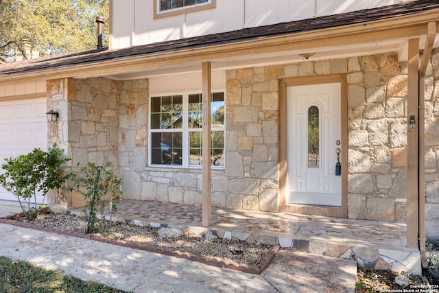 property entrance featuring a garage