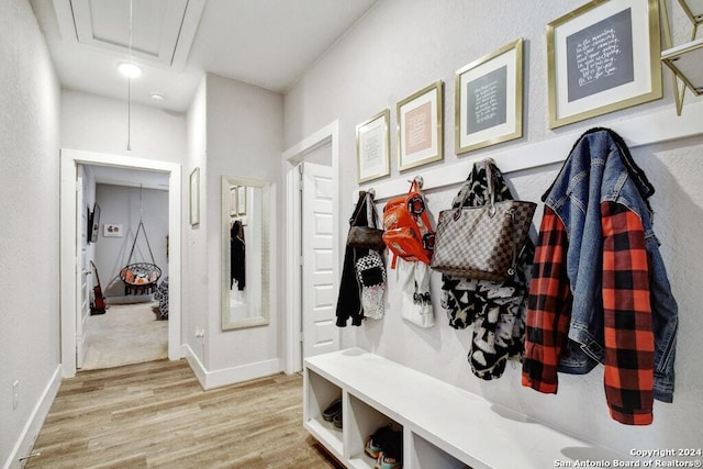 mudroom featuring light wood-type flooring