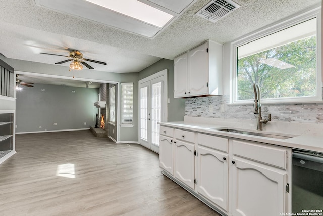 kitchen featuring dishwasher, white cabinets, and a wealth of natural light