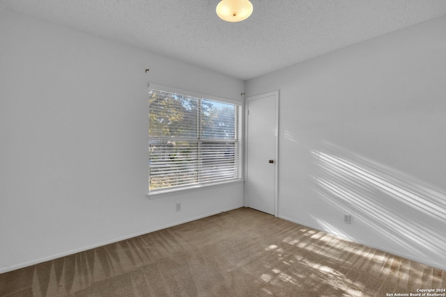 carpeted spare room featuring a textured ceiling