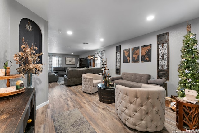 living room with light wood-type flooring