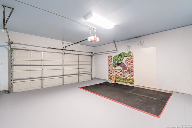 garage with a garage door opener