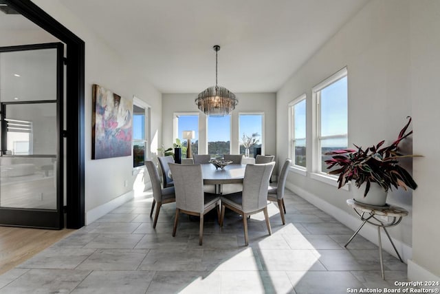 dining room featuring an inviting chandelier