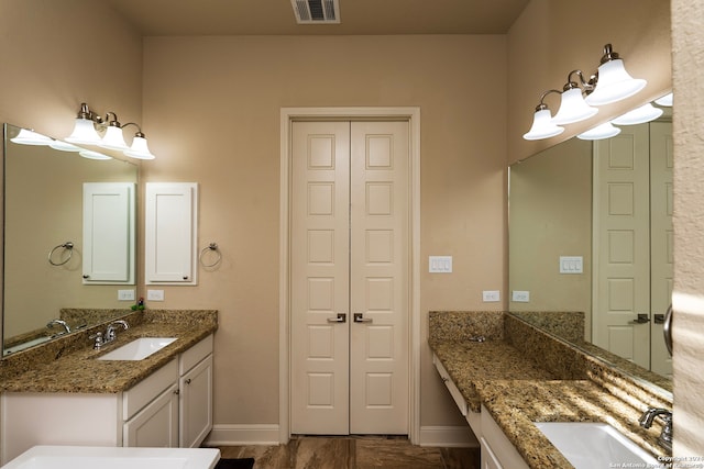 bathroom featuring wood-type flooring and vanity