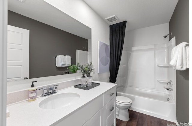 8156 Smithers Ave, San Antonio, TX 78252 - bathroom with vanity,  shower combination, and wood finished floors