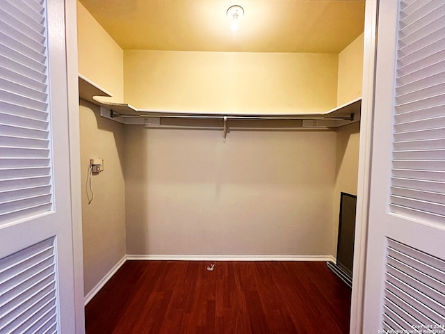 walk in closet featuring dark hardwood / wood-style flooring