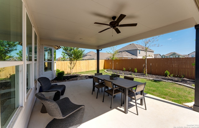 view of patio / terrace with ceiling fan