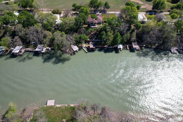 bird's eye view featuring a water view